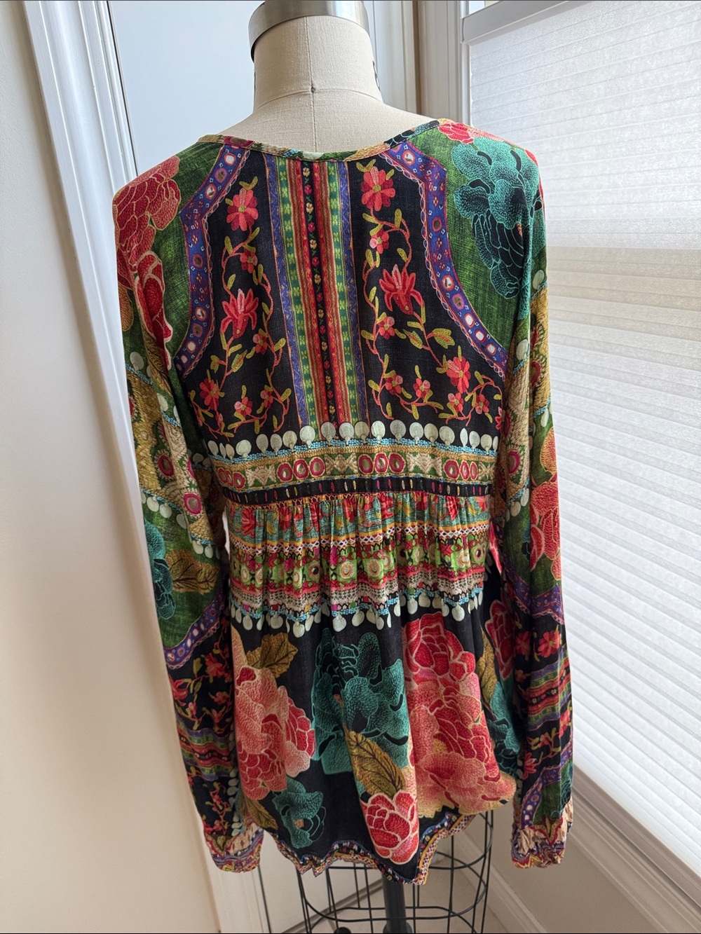FARM Rio Red, Green & Black Mixed-Print V-Neck Blouse - Picture 3 of 3